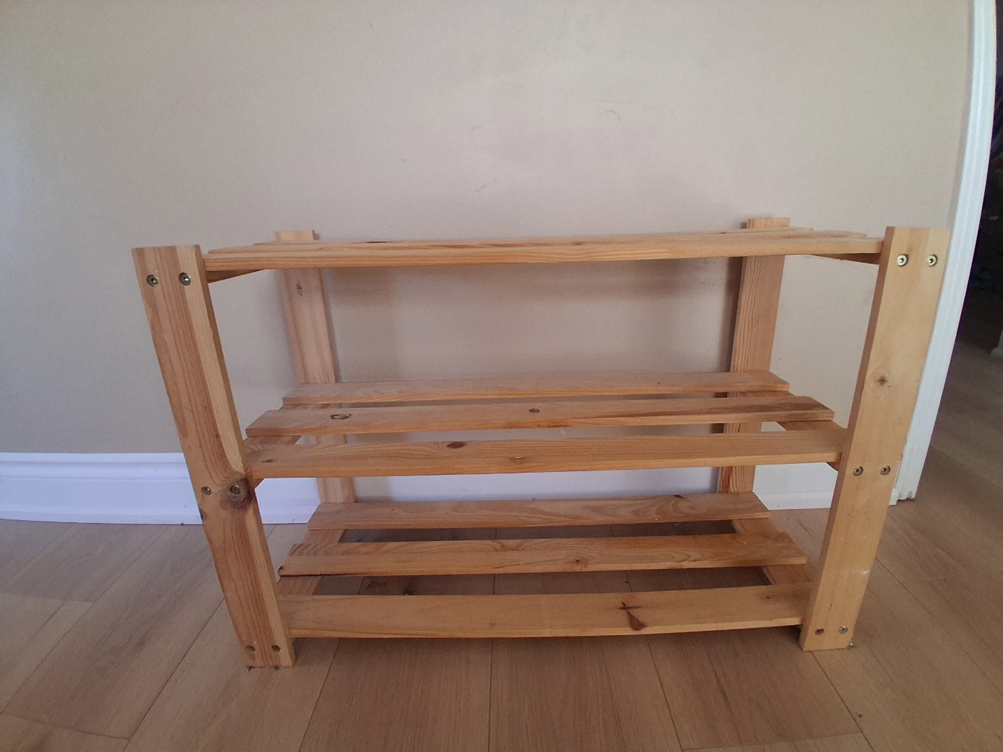 Natural Wood 3-Tier Shoe Rack - photo 2