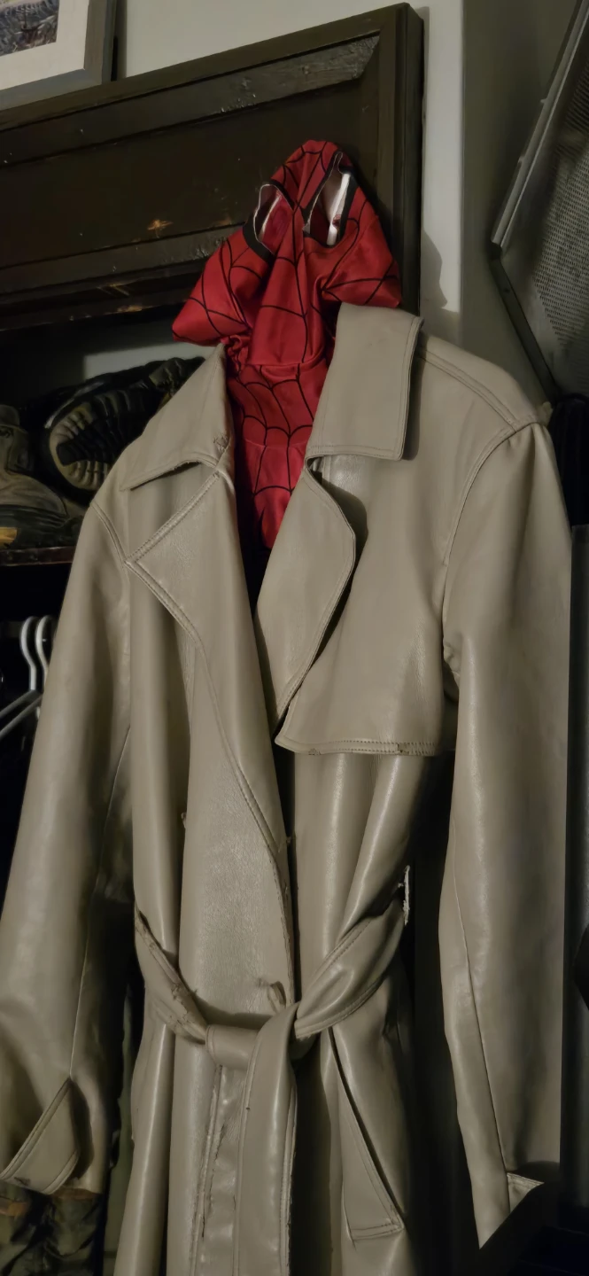 Beige Faux Leather Trench Coat