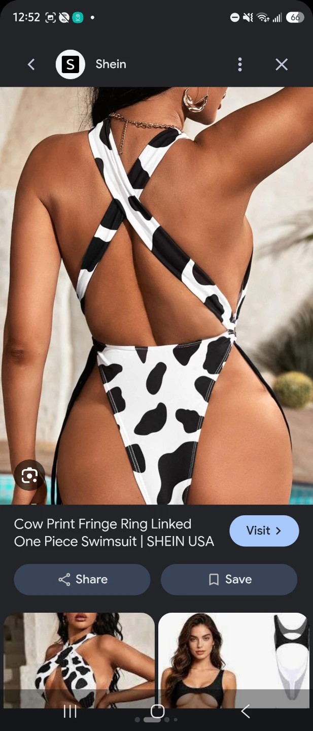 SHEIN Cow Print Fringe Ring One Piece Swimsuit - photo 2