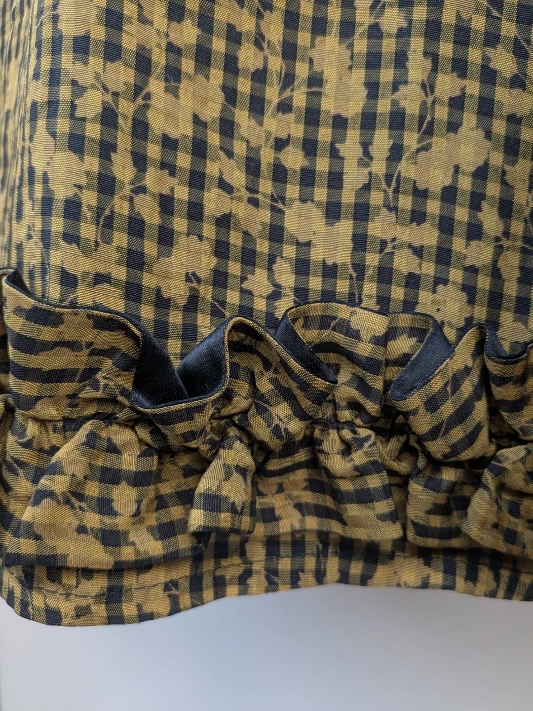 Vintage Benetton Black and mustard gingham skirt med/Lrg - photo 5