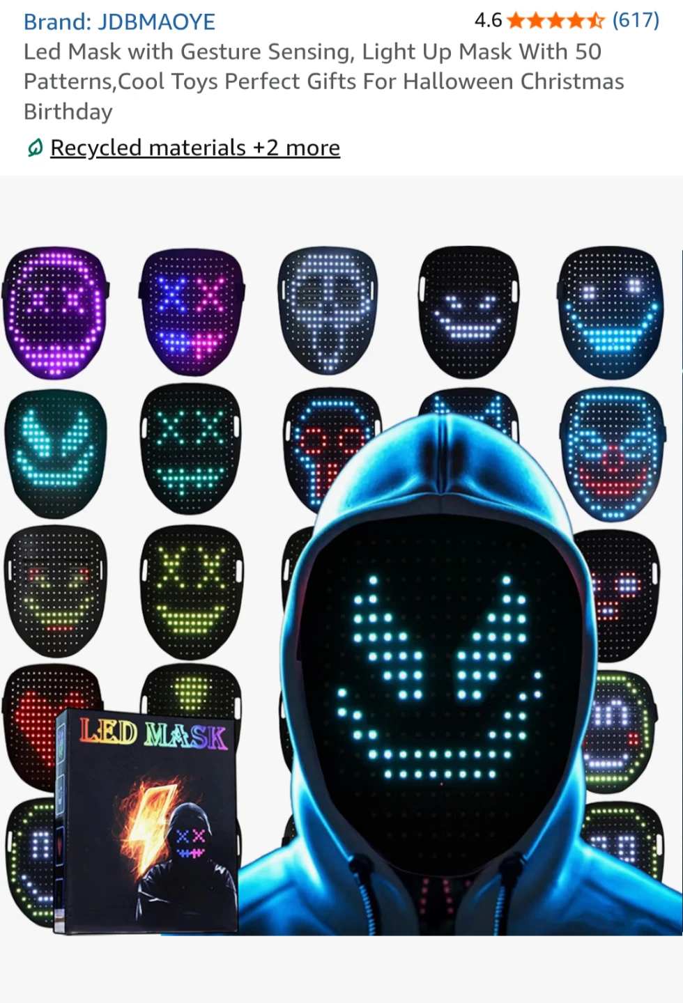 JDBMAOYE LED Gesture Sensing Mask