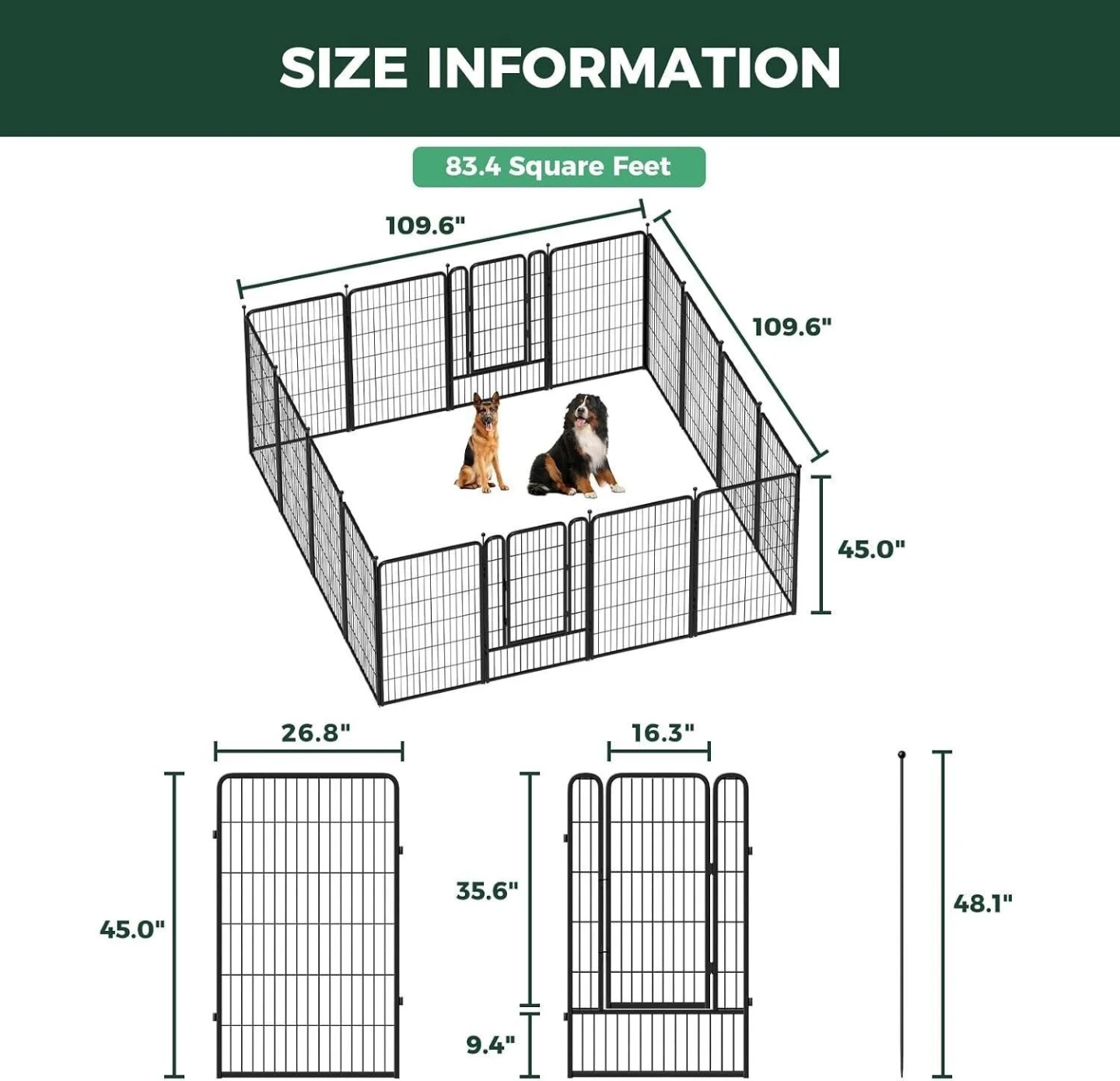 New,<>> 16-Panel Portable Dog Exercise Pen