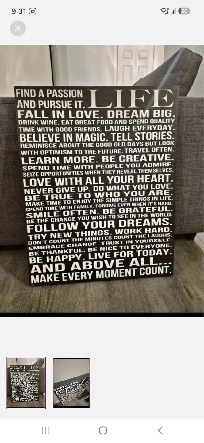 Inspirational 'LIFE' Wall Art Sign - Modern Canvas Decor Art