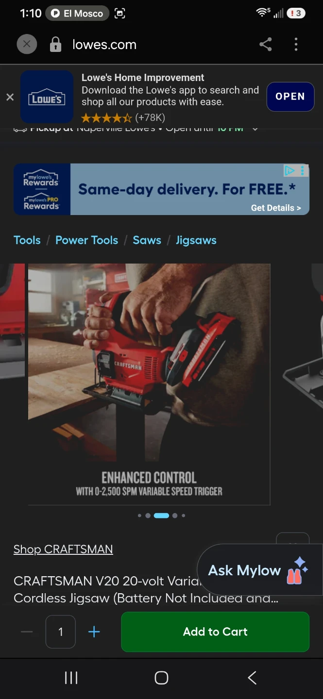 CRAFTSMAN V20 Cordless Jigsaw - photo 5
