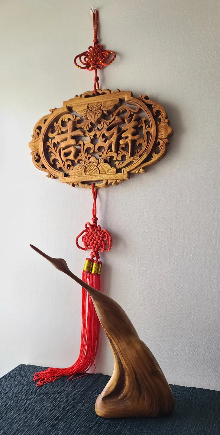 Vintage Hand-Carved Wood Oriental Zen Decor Set - photo 2