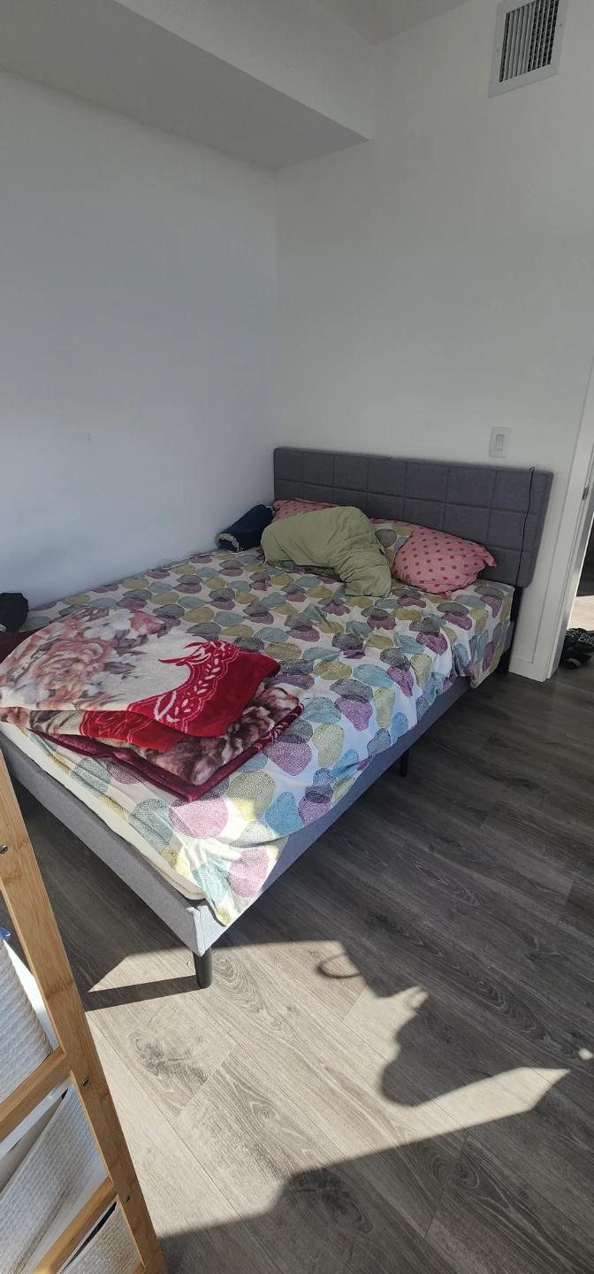 Grey Upholstered Full Size Bed Frame