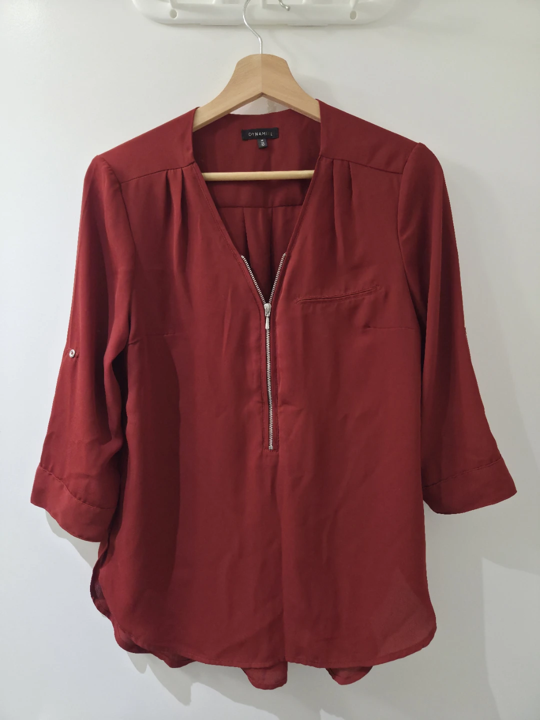 Woman's Red Zip-Front Blouse (Size M)