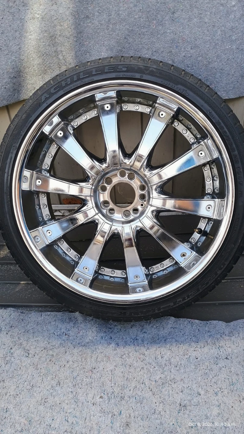 Set of 3 Chrome Wheels with 265/35 R22 Tires - photo 3