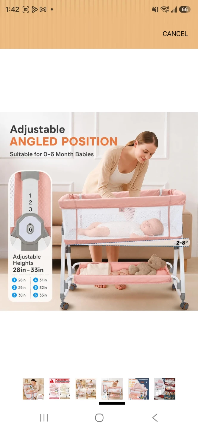 Baby Bassinet Bedside Sleeper - pink - photo 2