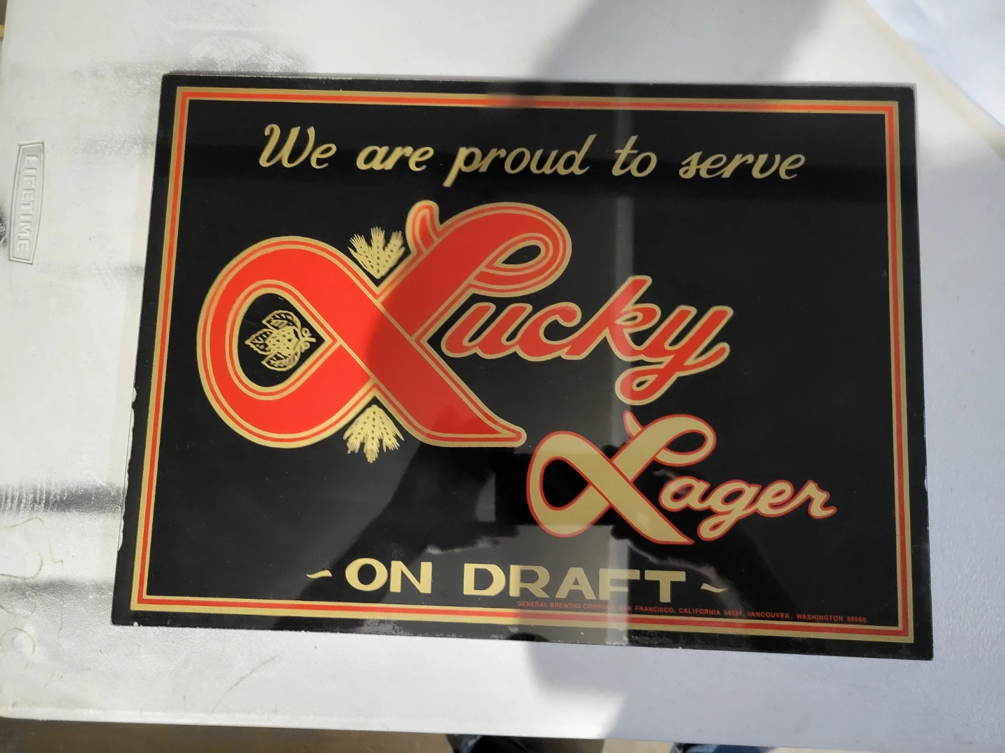 Vintage Lucky Lager Illuminated Compass Sign