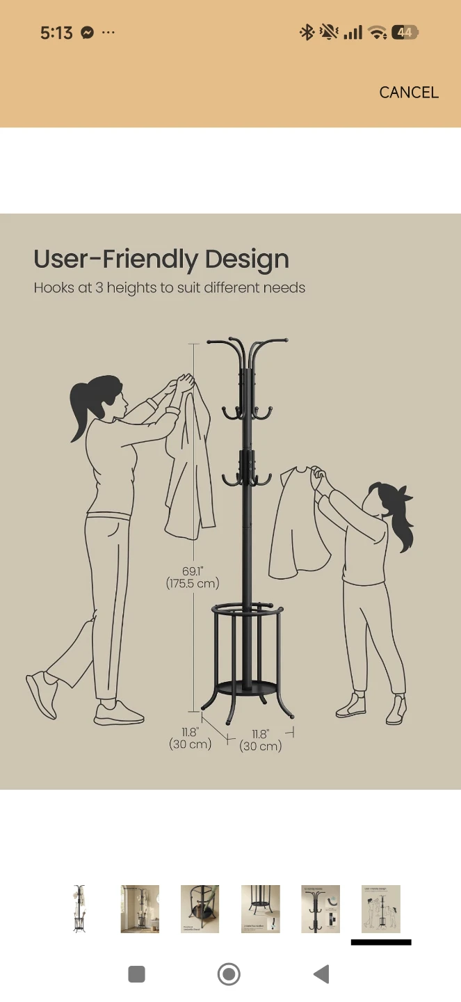 SONGMICS Metal Coat Rack Stand - photo 3