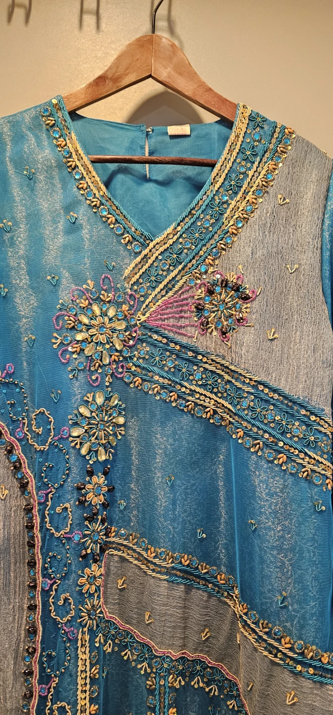 New brand Beaded Blue Long Kurti - photo 2