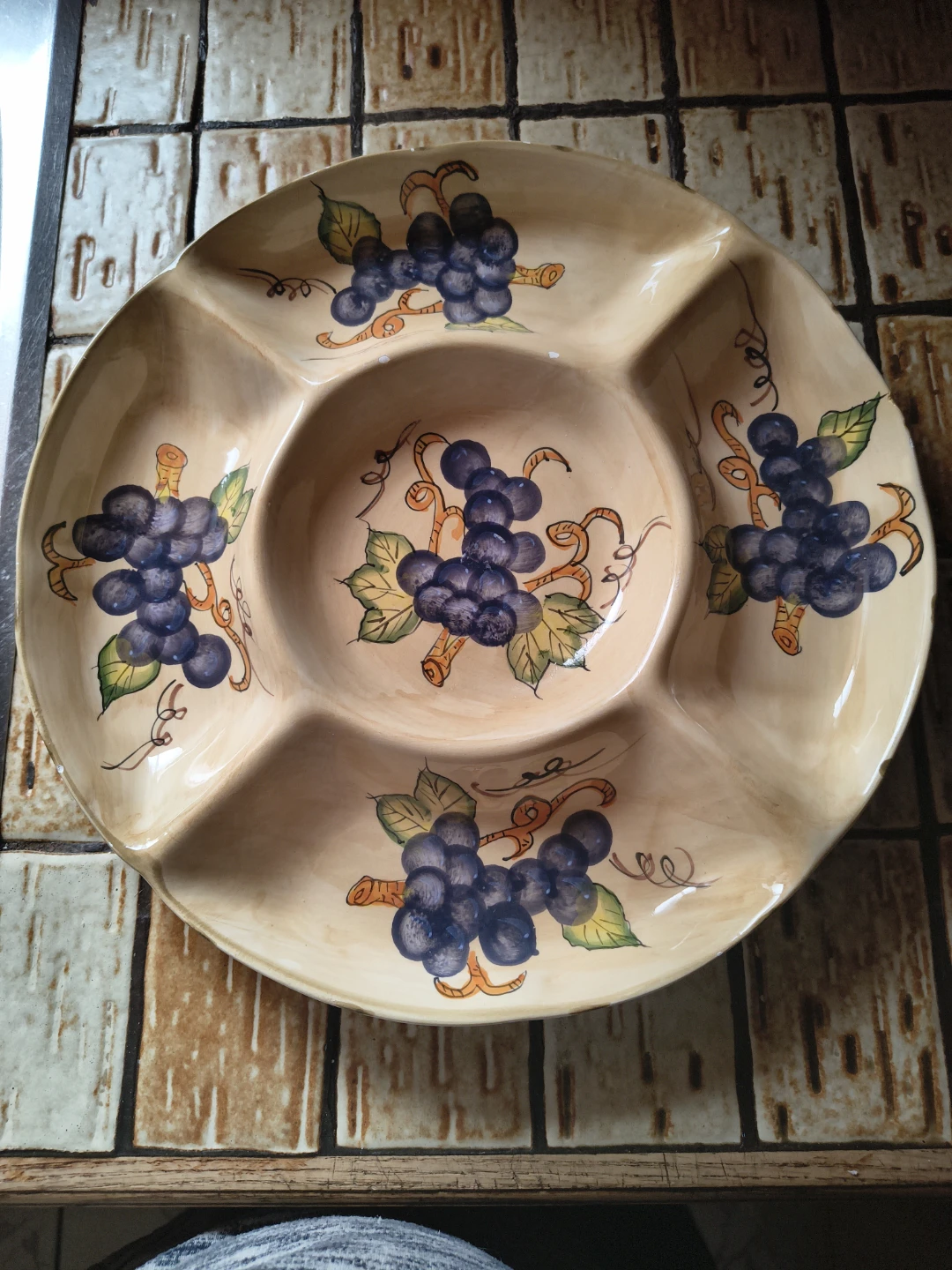 Ceramic Grape Pattern Serving Platter