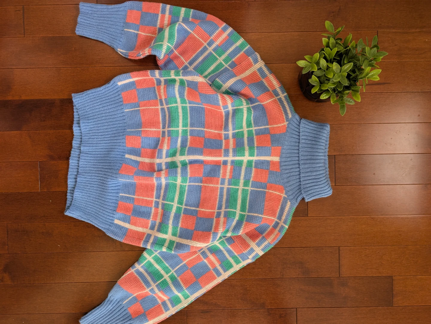90s PASTEL GEOMETRIC TURTLENECK SWEATER - photo 2