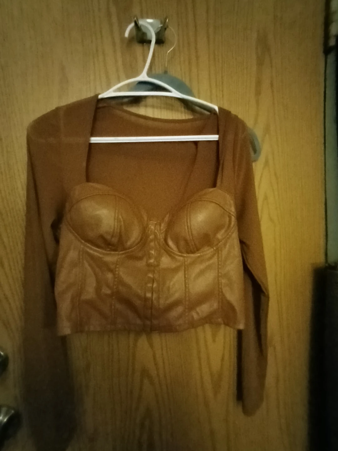 SHEIN X Brown Faux Leather Corset Top - photo 2