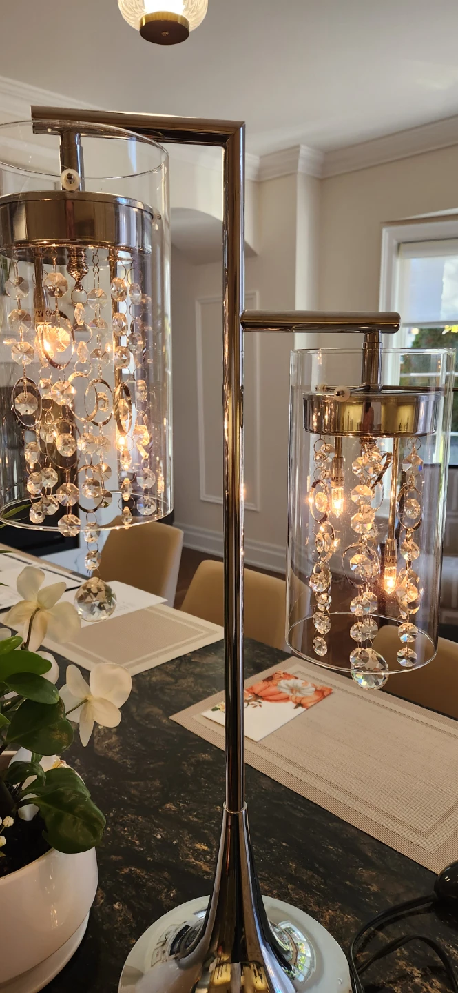 Chrome Dual Crystal Table Lamp