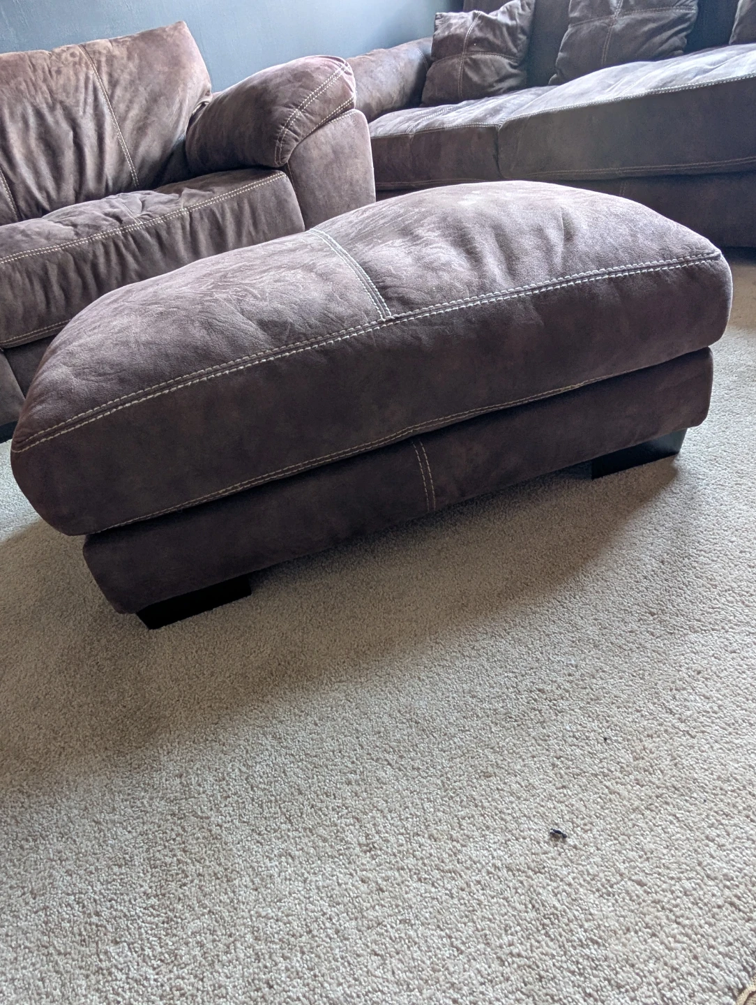 Brown Suede Living Room Sofa Set with Ottoman - photo 4