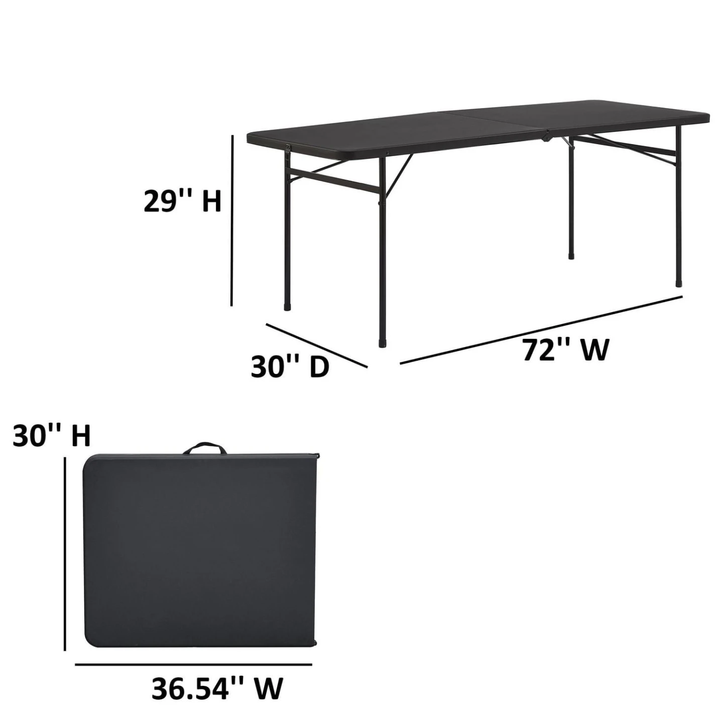 6 Foot Folding Table, Black - photo 2