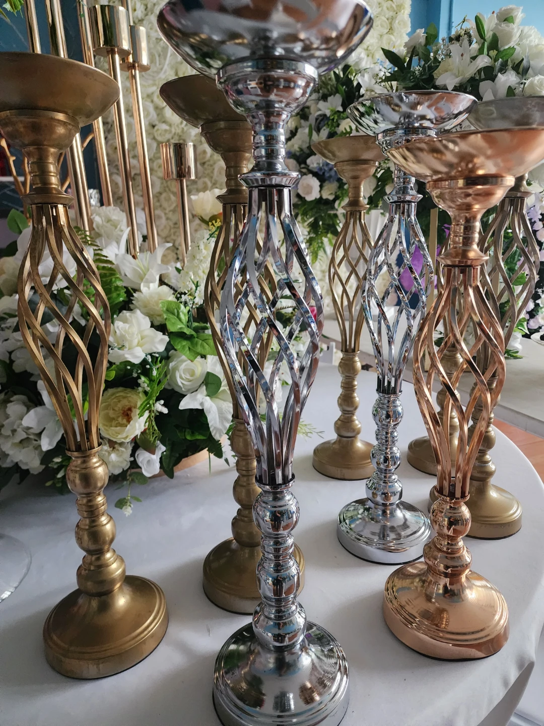 10Metal Pillar Candle Holders - Set of Assorted Colors - photo 2