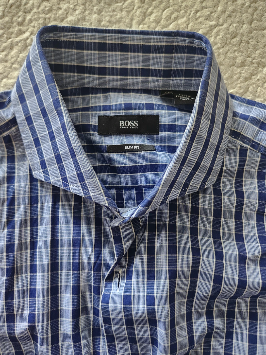 HUGO BOSS Slim Fit Dress Shirt Blue Plaid