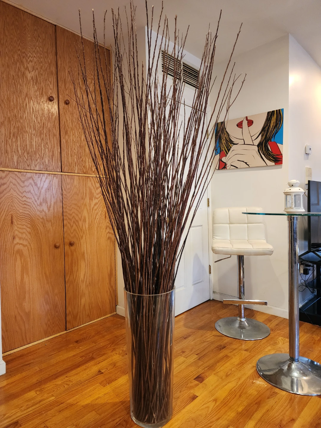 Tall Glass Floor Vase with Decorative Twigs - photo 3