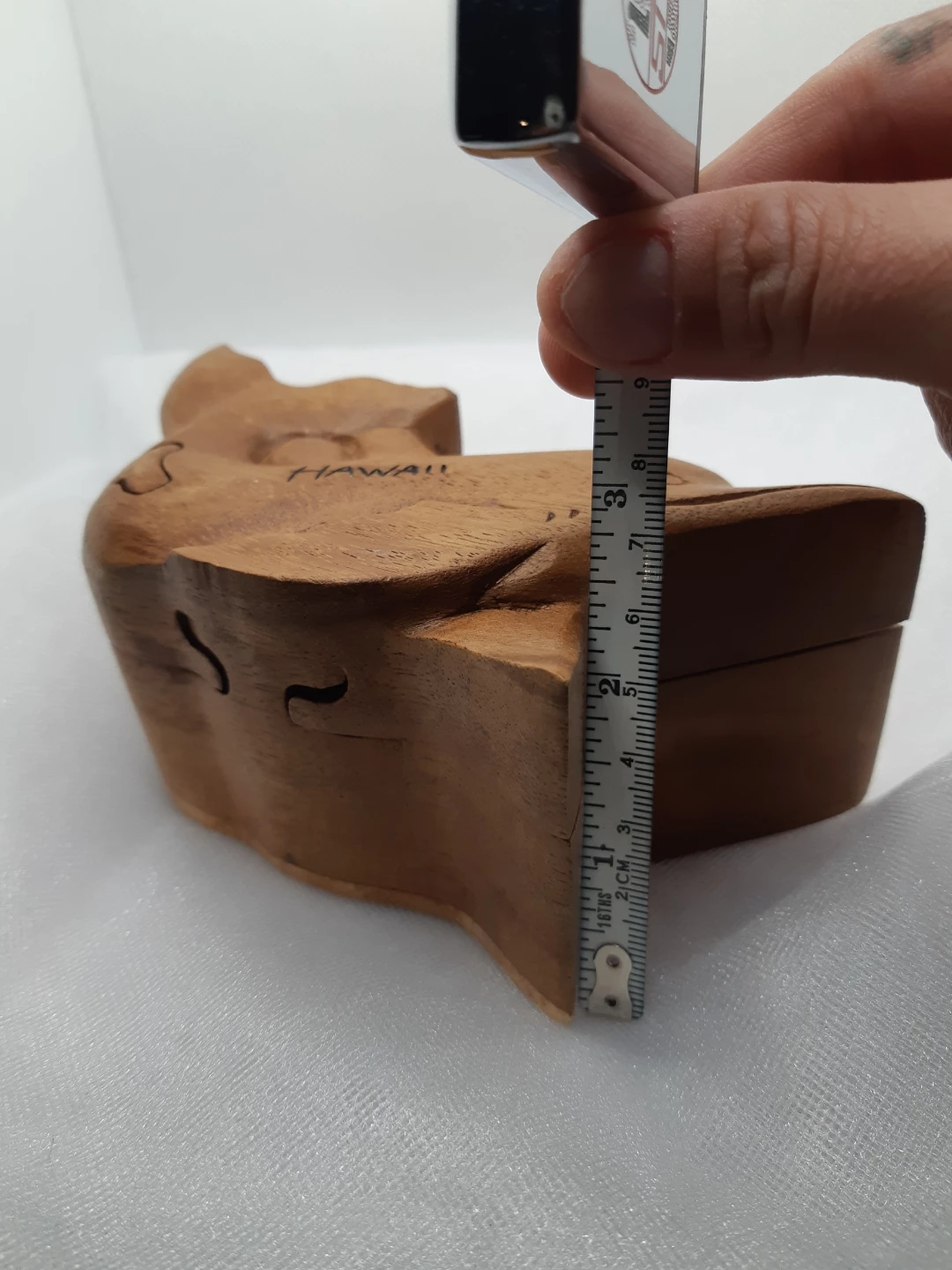 Hand carved wooden dolphin shaped puzzle box - photo 5