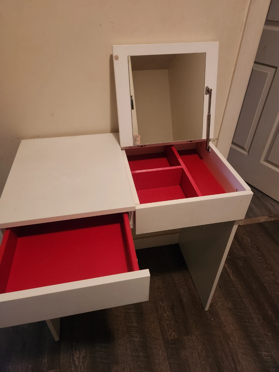 White Vanity Desk with Flip-Top Mirror
