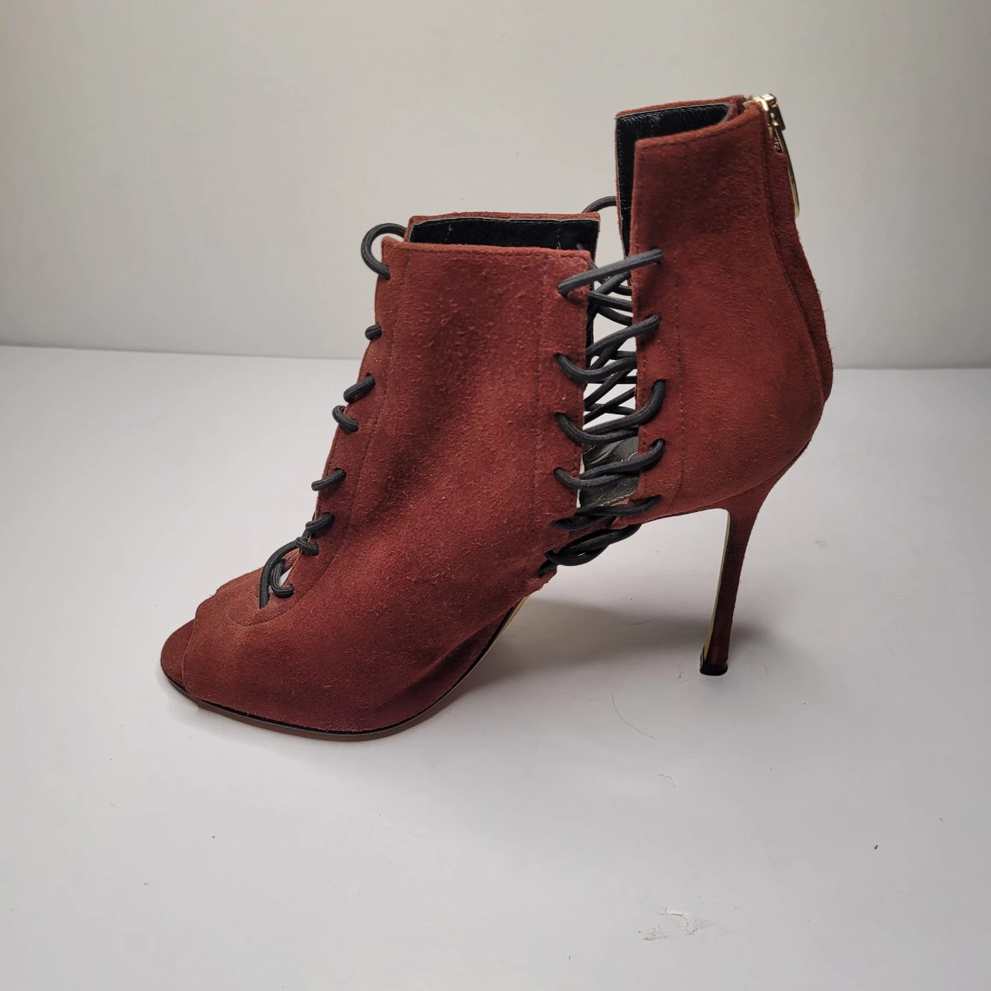 Sergio Rossi Suede Lace-up Peep-toe Heels - photo 4