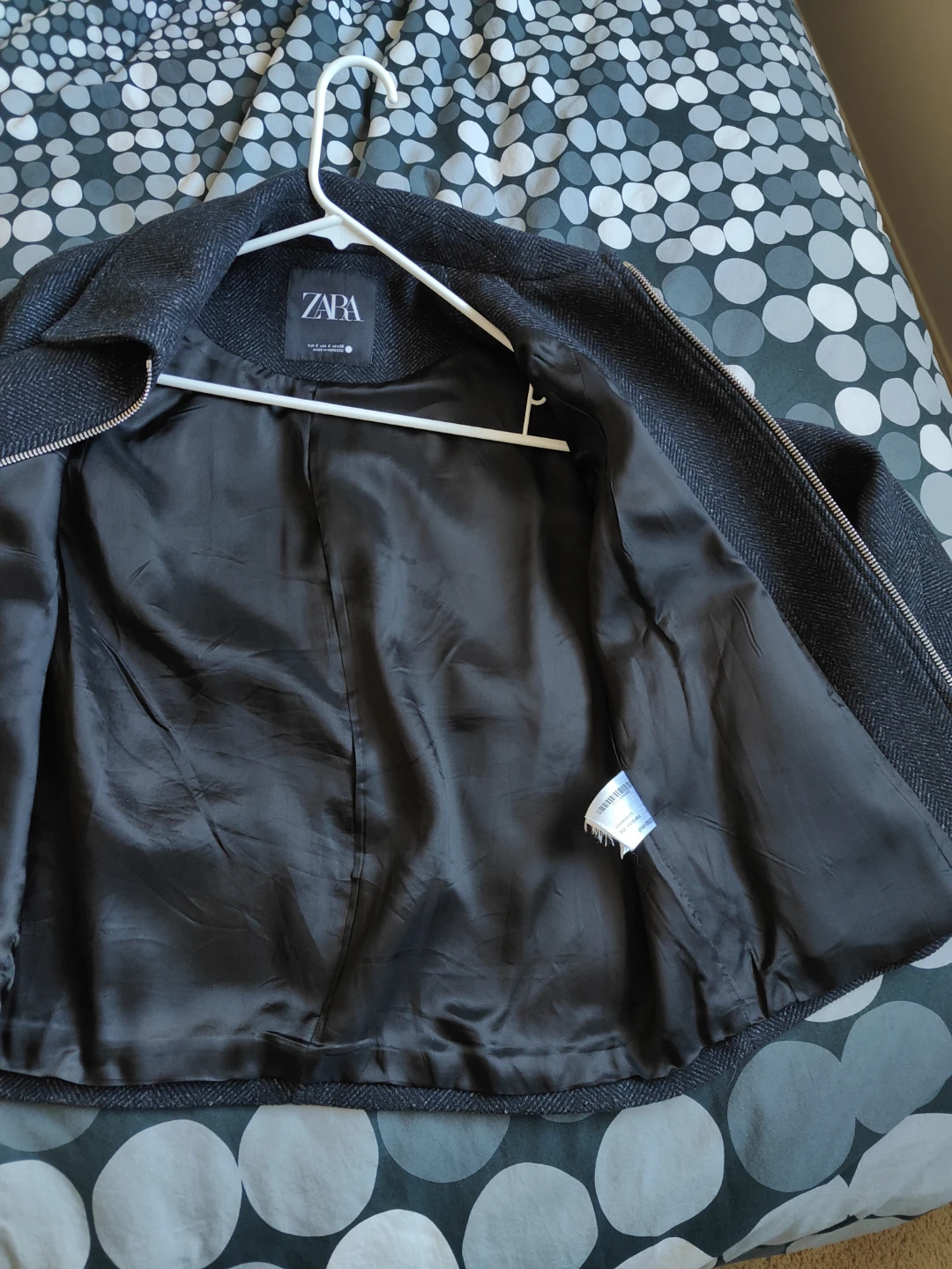 Zara Charcoal Grey Herringbone Zip Jacket - photo 3