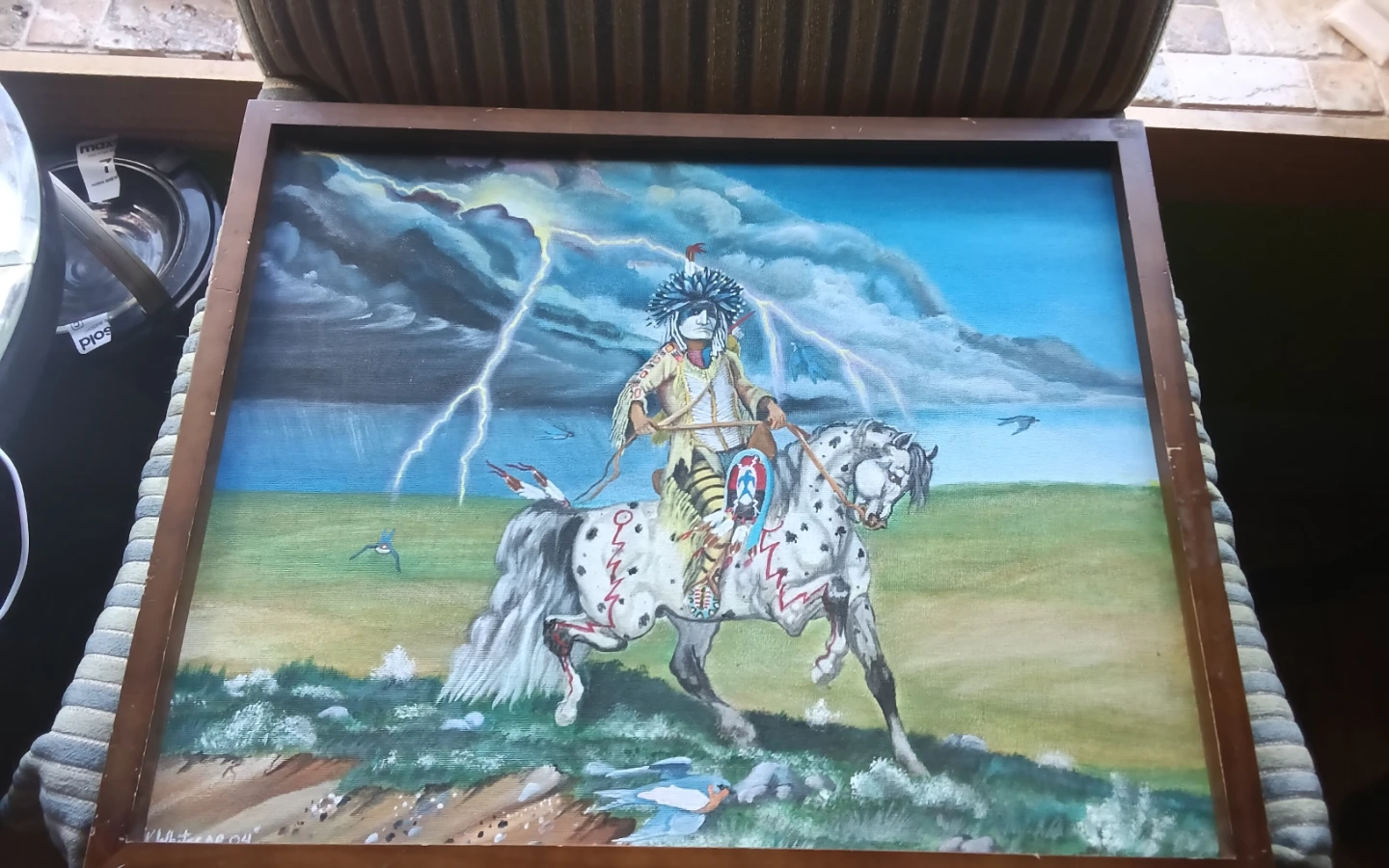 Indigenous Artist Framed Painting K. Whitecap 2004