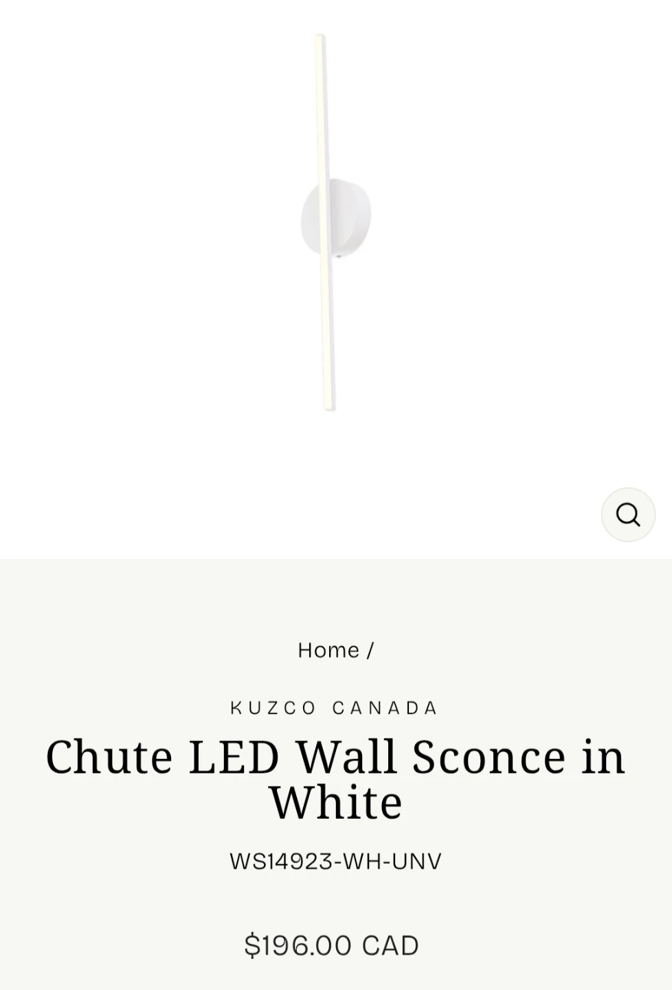 Kuzco Chute LED Wall Sconce 23.5", M# WS14923-WH