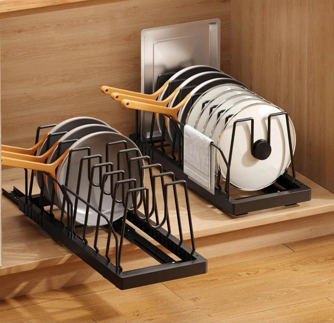 Pull-out kitchen cabinet organizer, 2 pack, black - photo 2