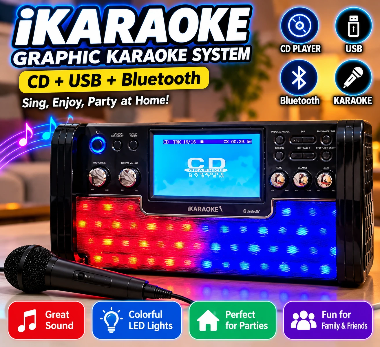 iKaraoke Graphic Karaoke System with Bluetooth