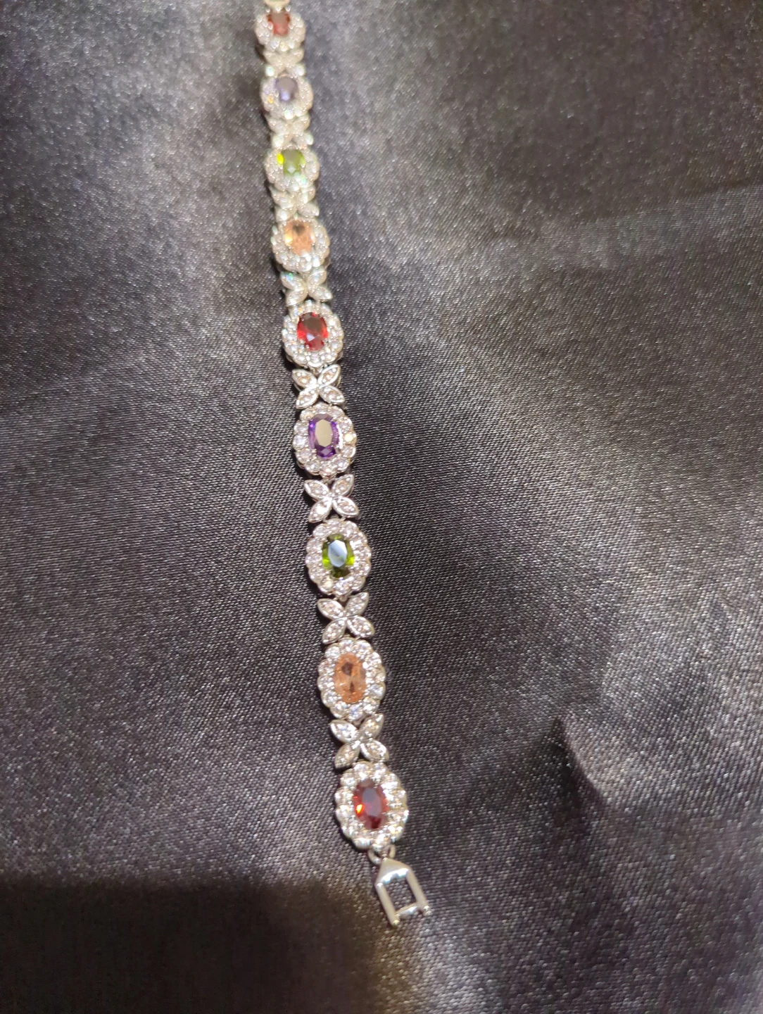 Multicolour Gemstone Silver Tone Bracelet