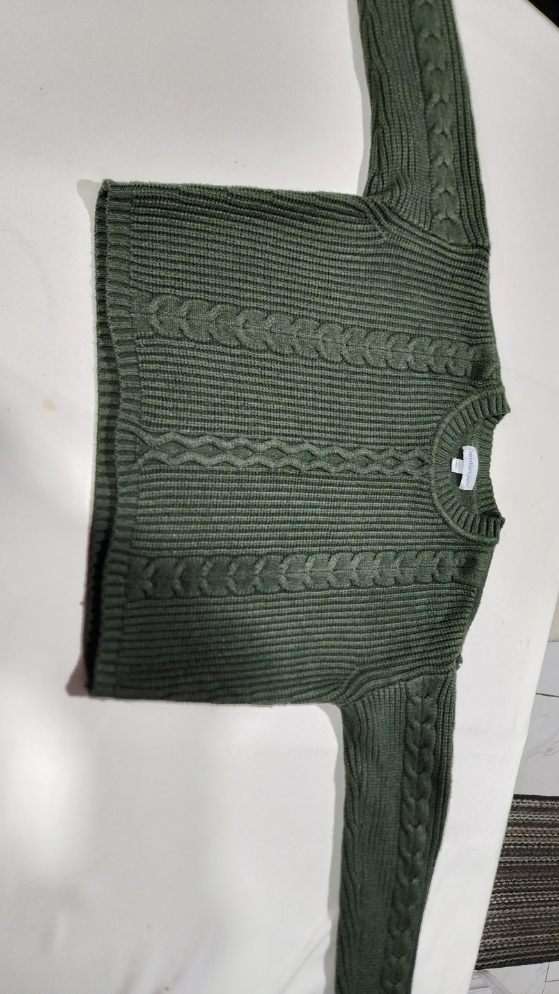 Calvin Klein Jeans Olive Cable Knit Sweater