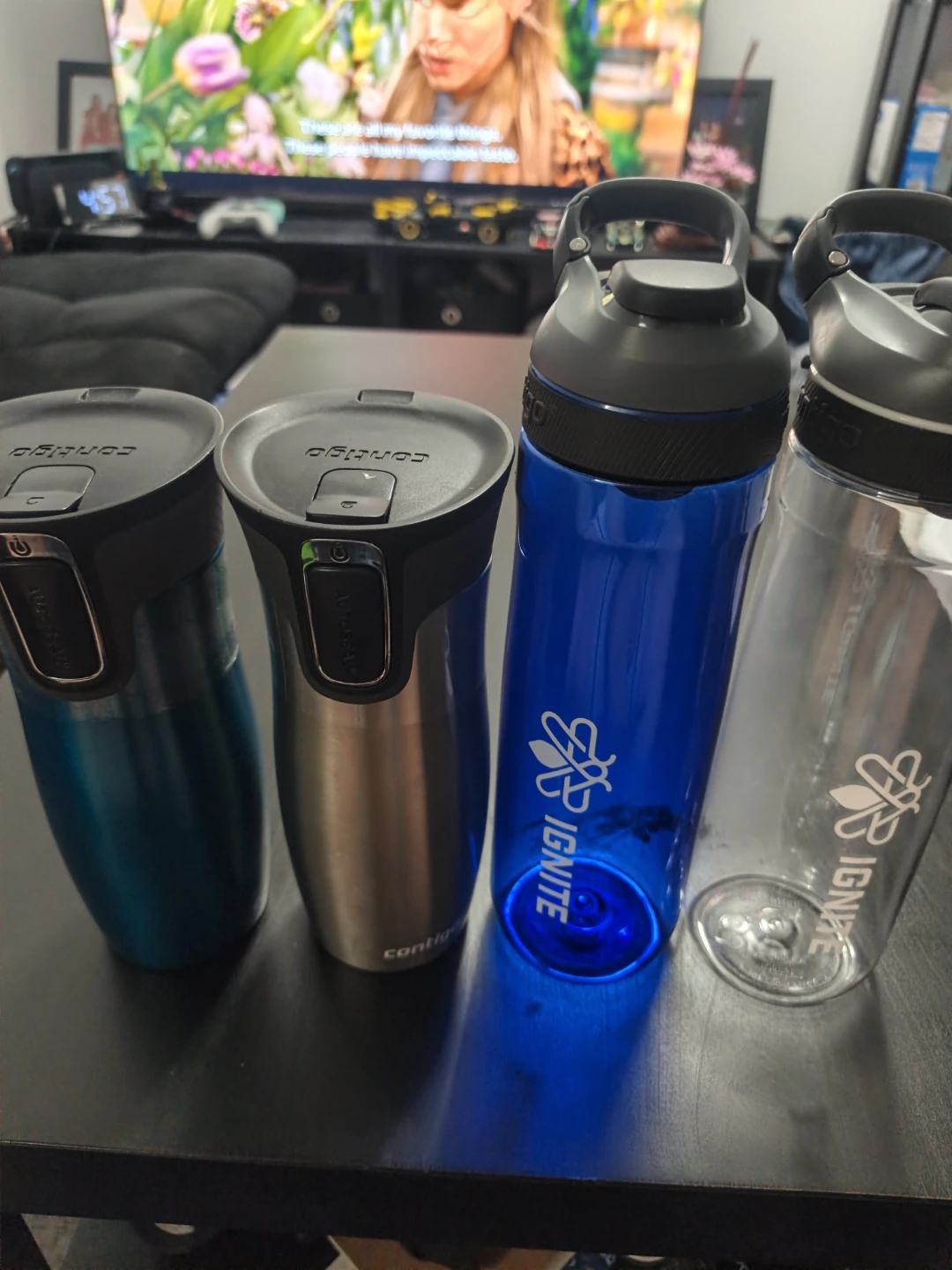 Four Contigo and Ignite Water Bottles