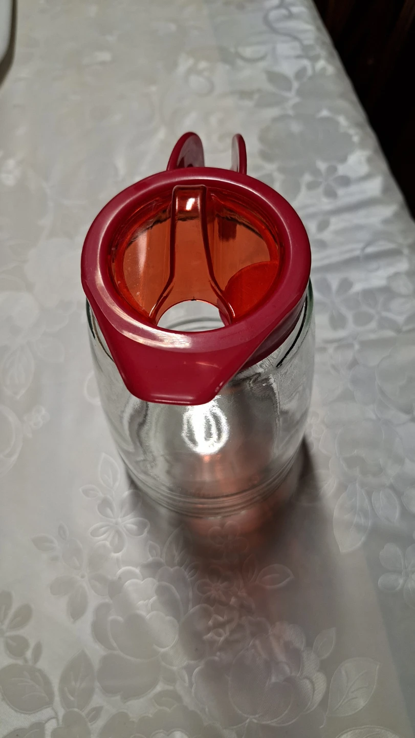 Glass Pitcher with Red Lid - photo 2