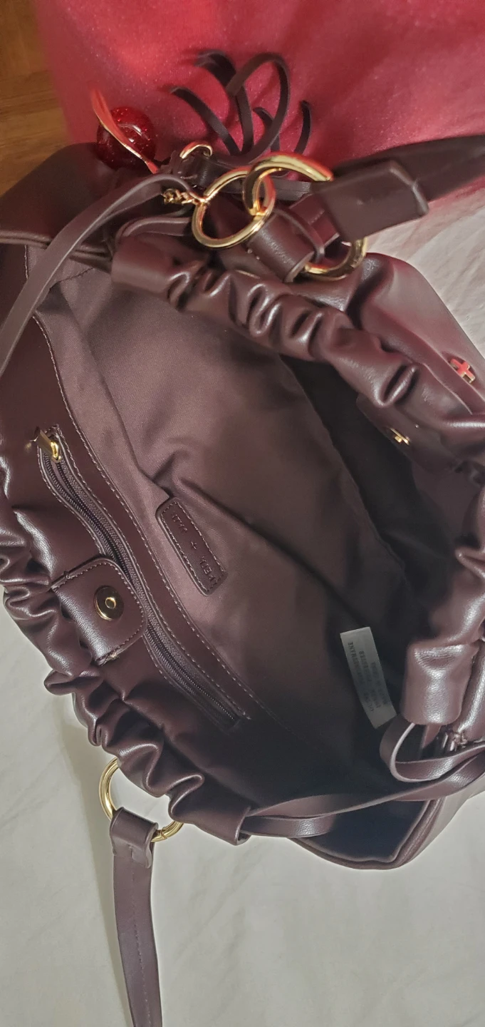 Brown Shoulder Bag with Cherry Charm - photo 3