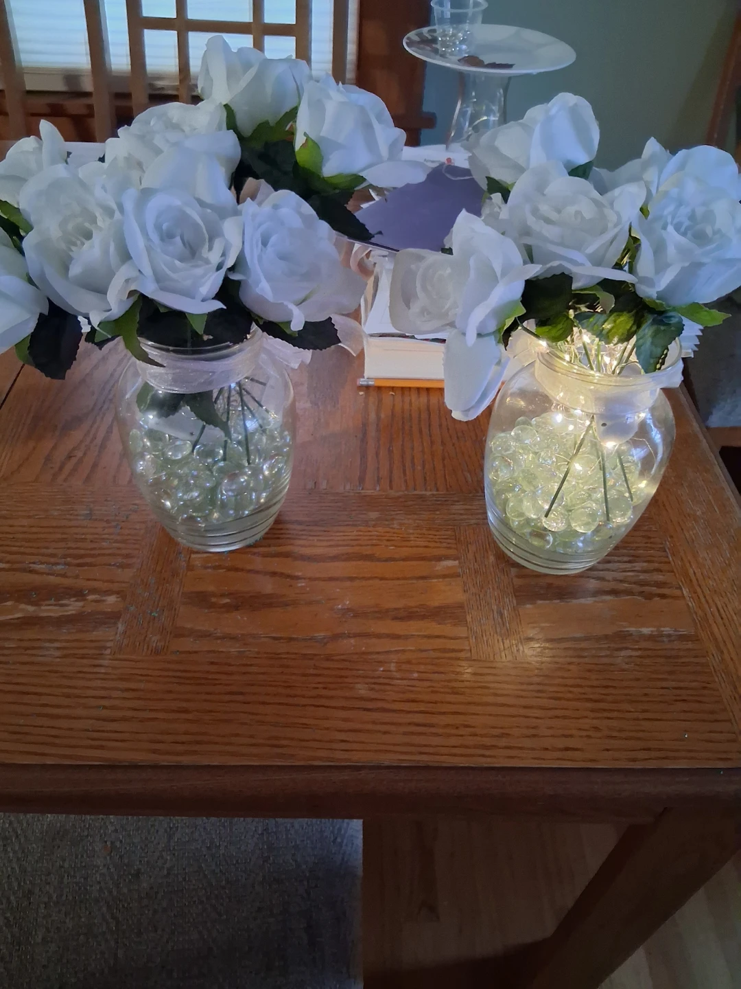 Set of 2 Artificial White Rose Flower Arrangements - photo 2