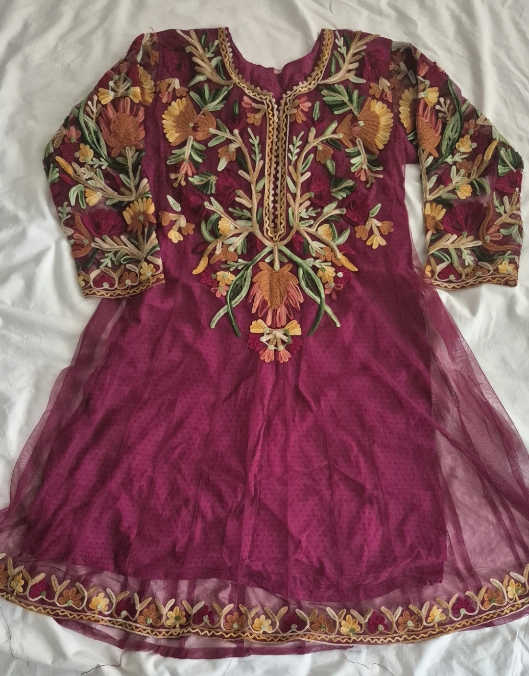 Embroidered Maroon Tunic