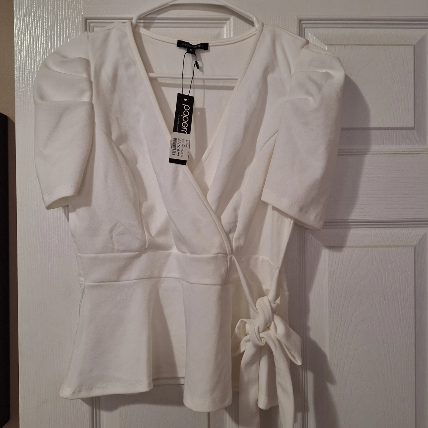 Papermoon White Wrap Top Size M