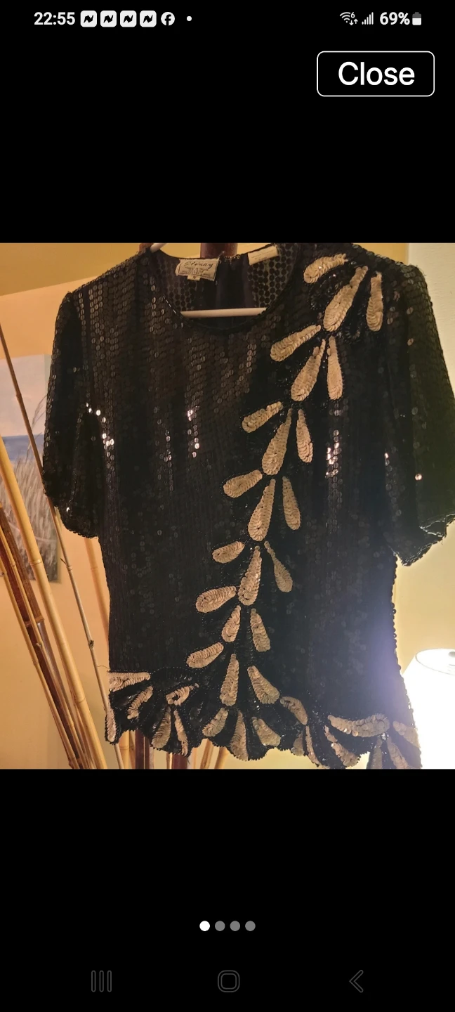 Stenay Black and White Sequin Top Size S - photo 2