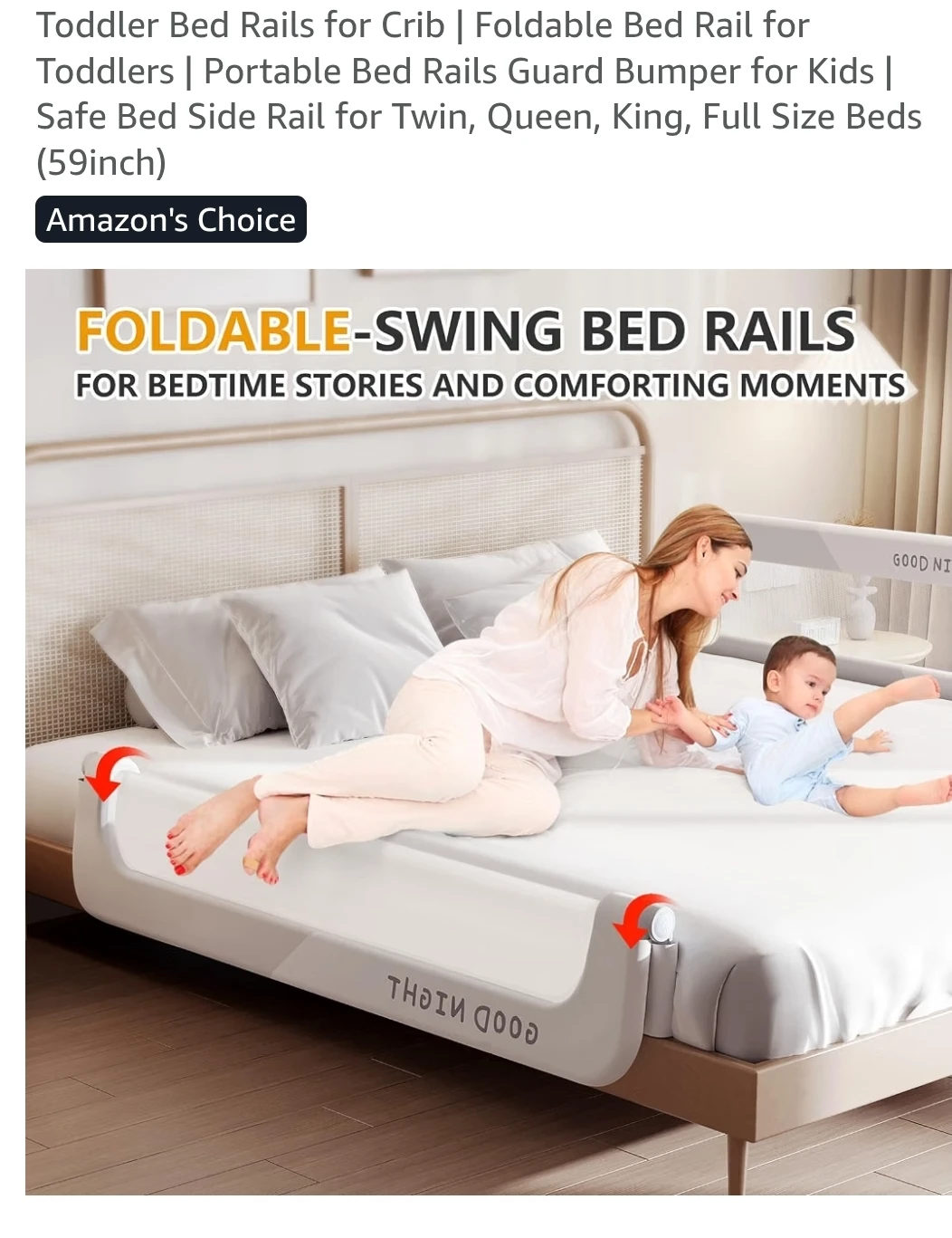Strenkitech Foldable Toddler Bed Rail - 59 inch