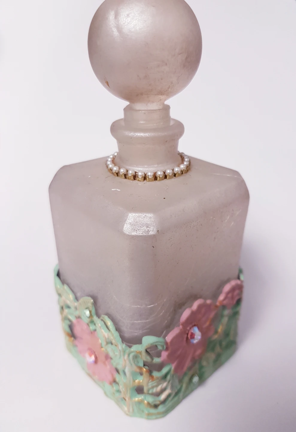 Vintage Frosted Glass Perfume Bottle