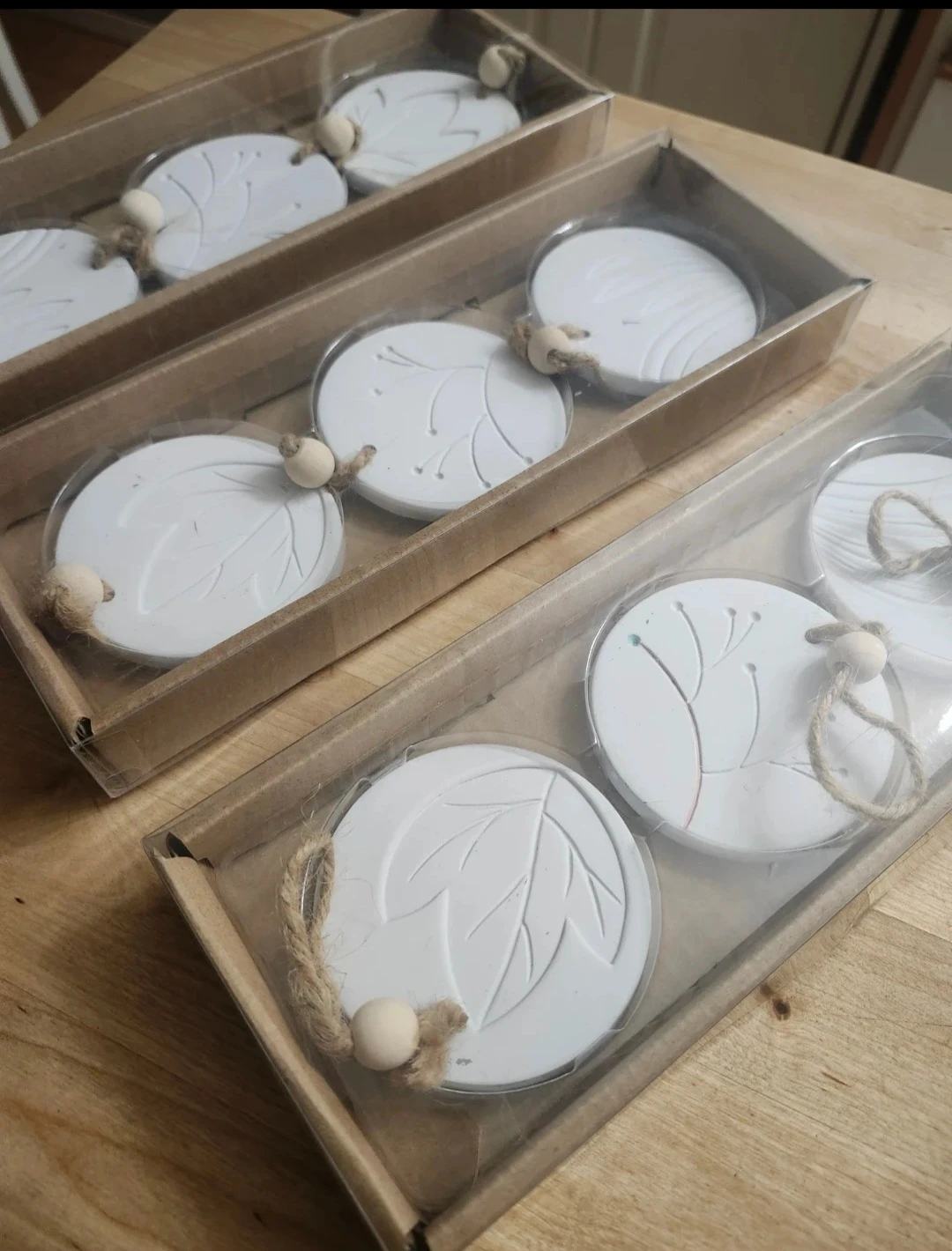 3 Sets of White Ceramic Hanging Paintable  Decorations