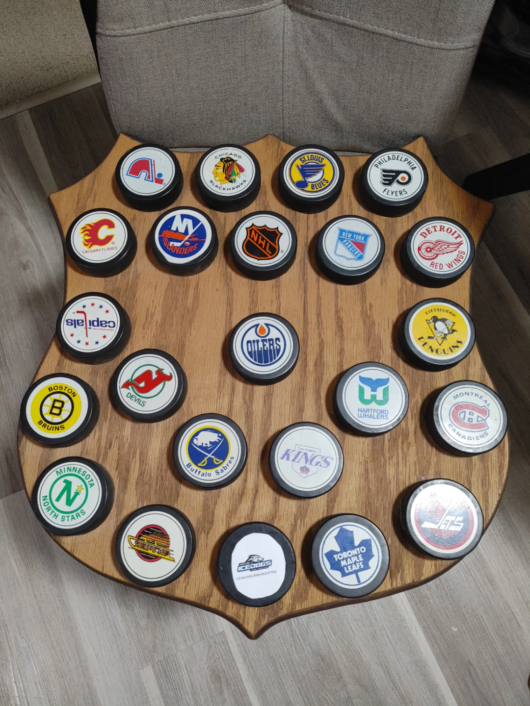 Vintage NHL Hockey Puck Display Collection