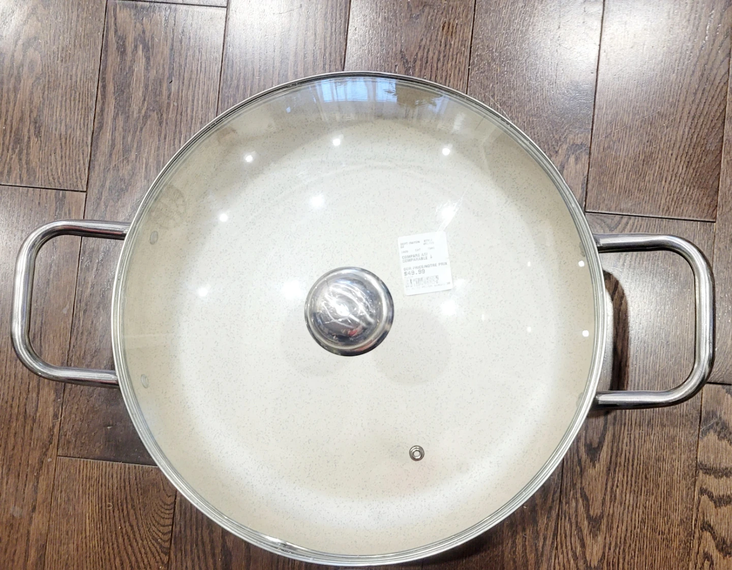 Cream Speckled Cooking Pan with Lid