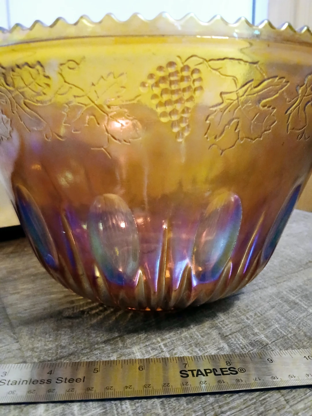 Vintage Iridescent Marigold Carnival Glass Bowl - photo 4