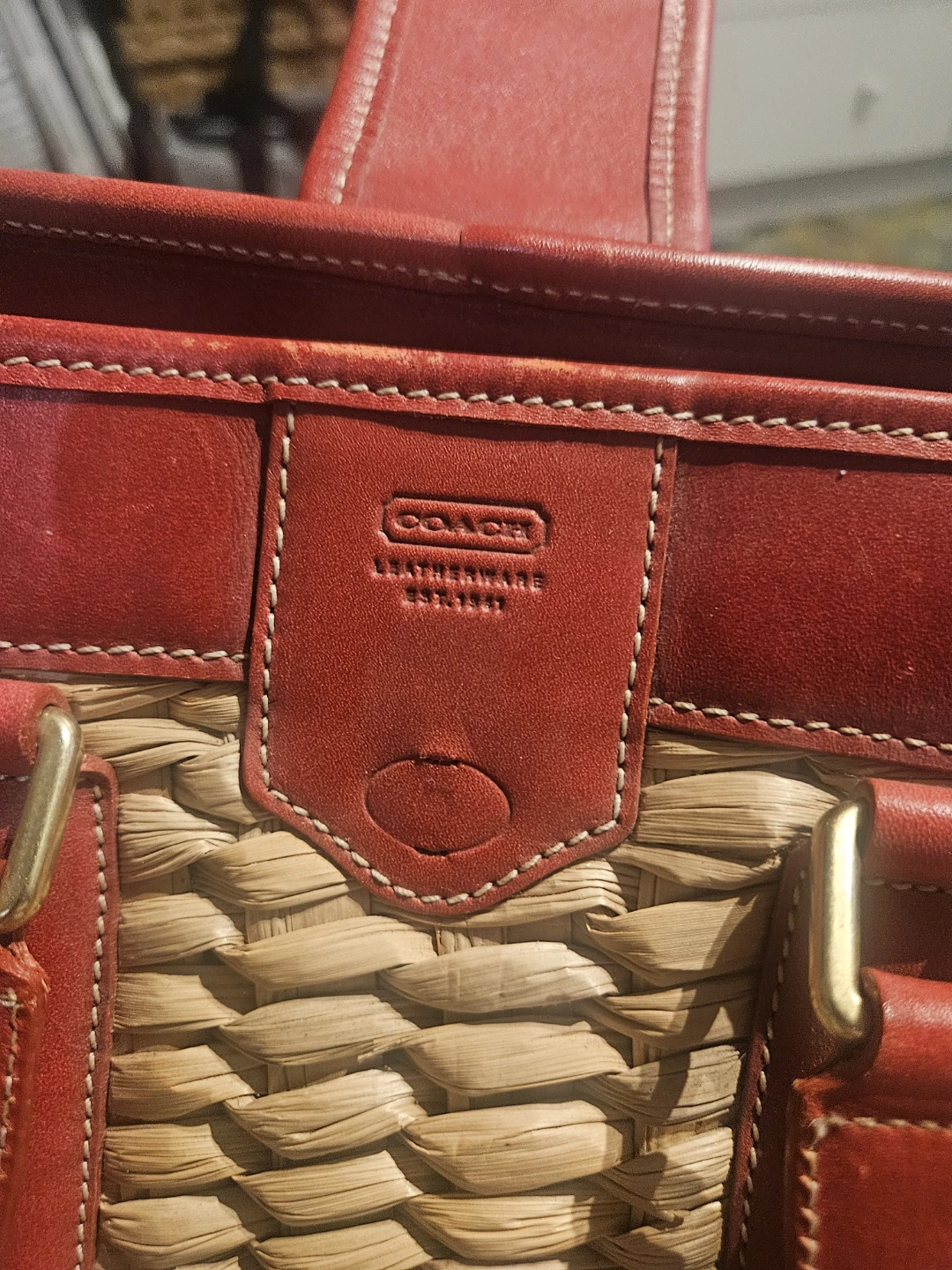 Coach Straw and Leather Handbag - photo 2