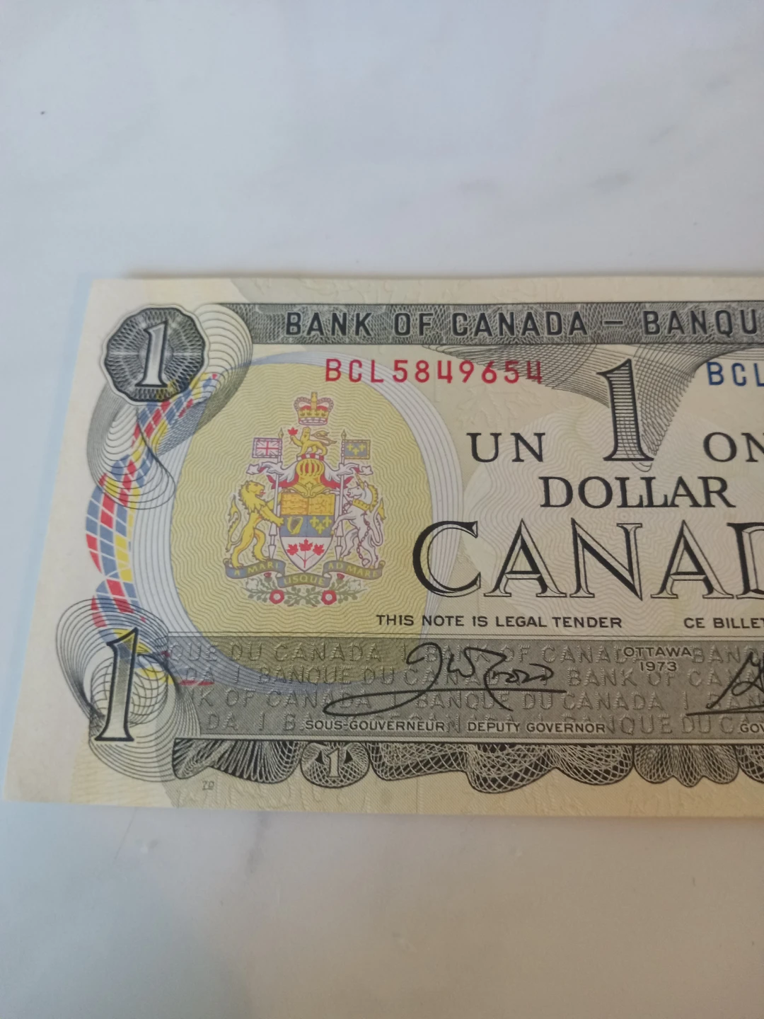 1973 Canadian One Dollar Banknote - photo 2